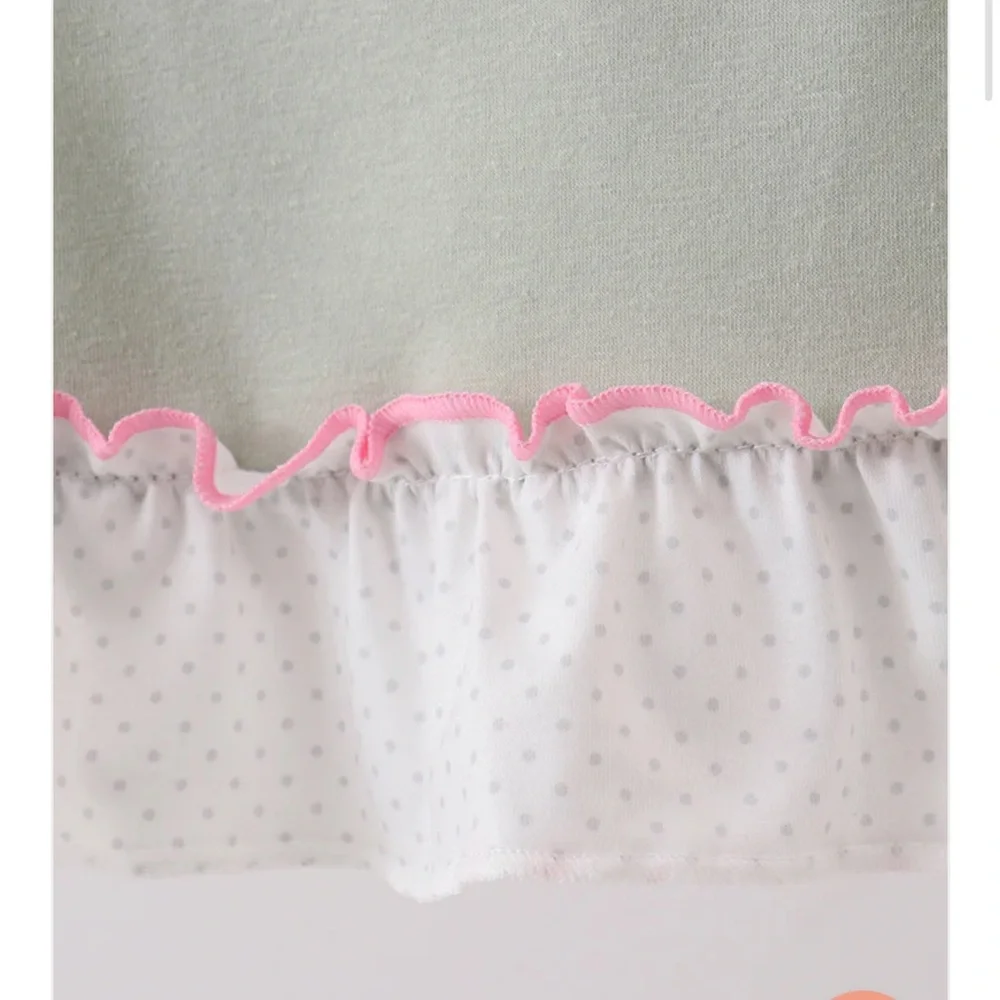 Kids Ballerina Ballet Embroidered Dress - Sage Green with Pink Trim Girls 2T NWT